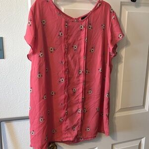 Pink Floral Short-Sleeve Women’s Top